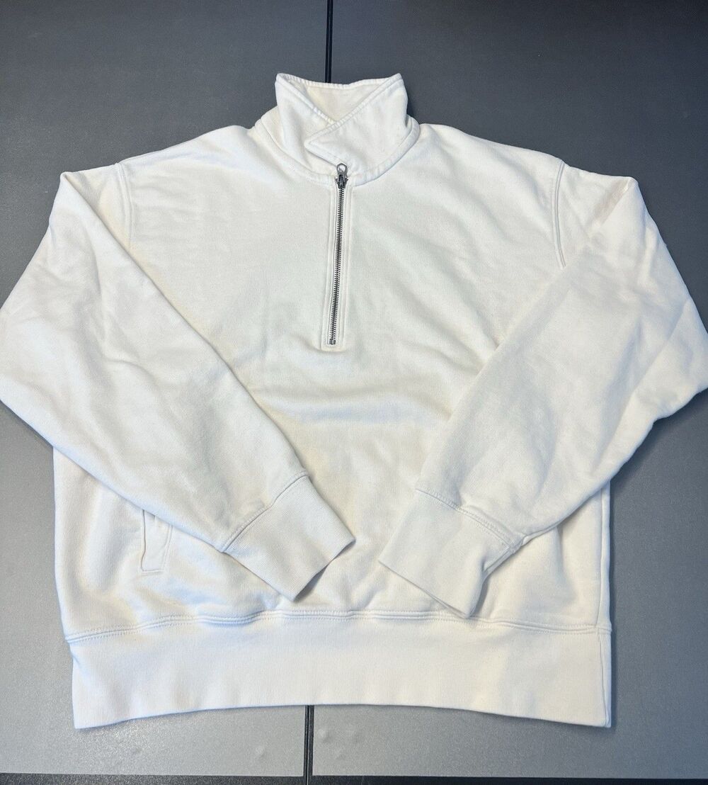 American Eagle Men’s Small Cream Everyday Luxe 1/2 Zip Relaxed Fit Sweatshirt
